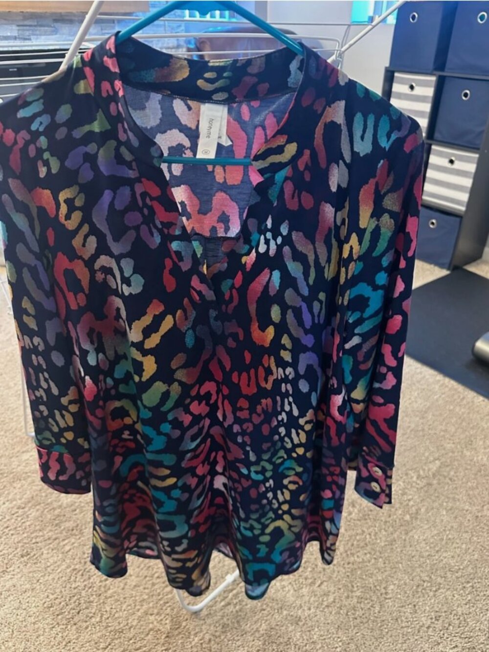 Honeyme Gabby Top- Navy Animal Print- Medium